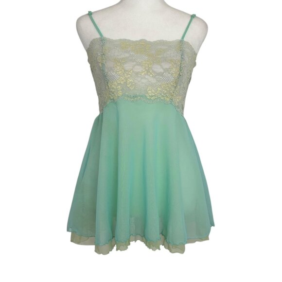 Victoria's Secret Y2K Lace & Sheer Overlay Chiffon Babydoll Slip Fairy Dress (S) - Picture 1 of 15